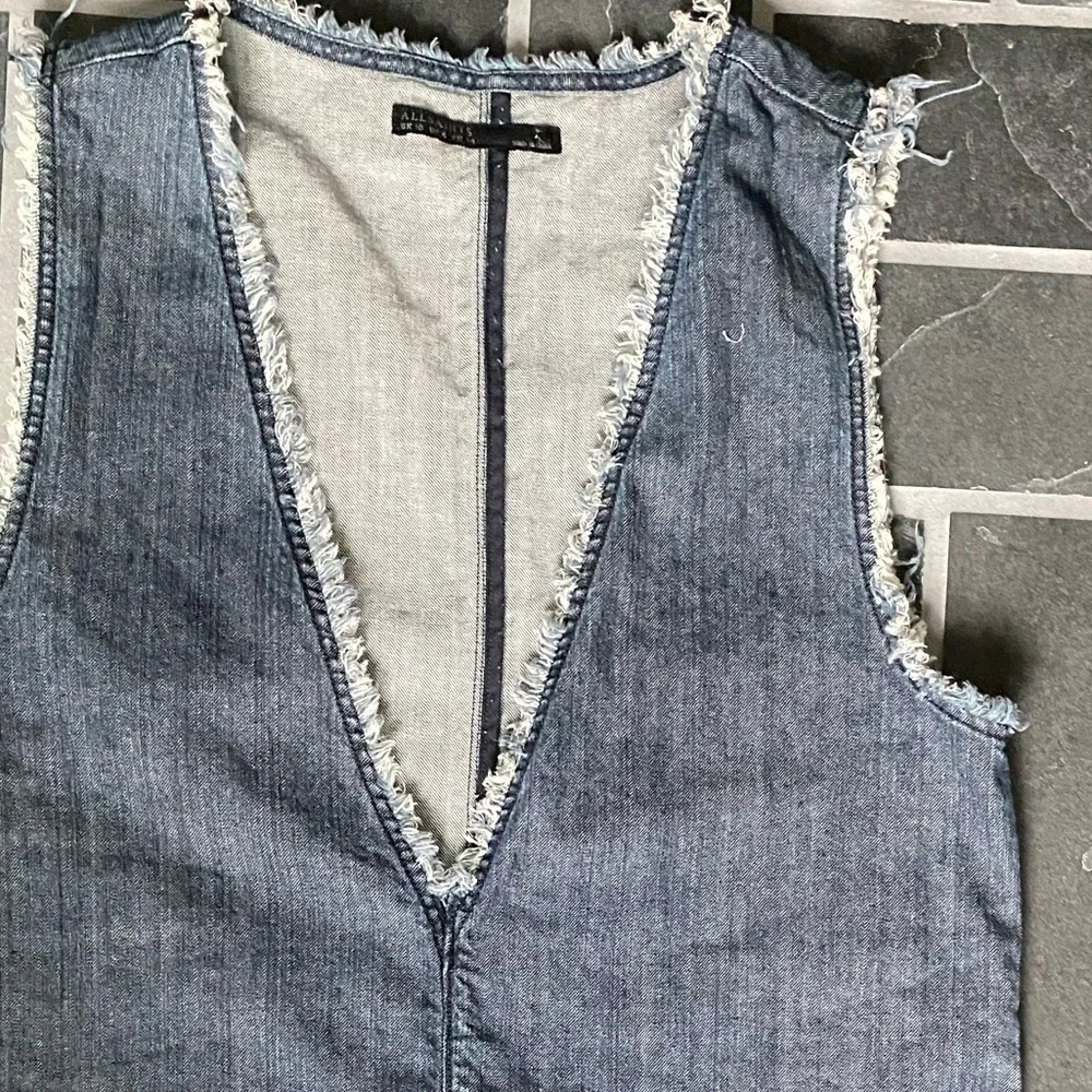 NWT AllSaints Frayed Reika Dress Sleeveless blue sz M - Picture 3 of 5